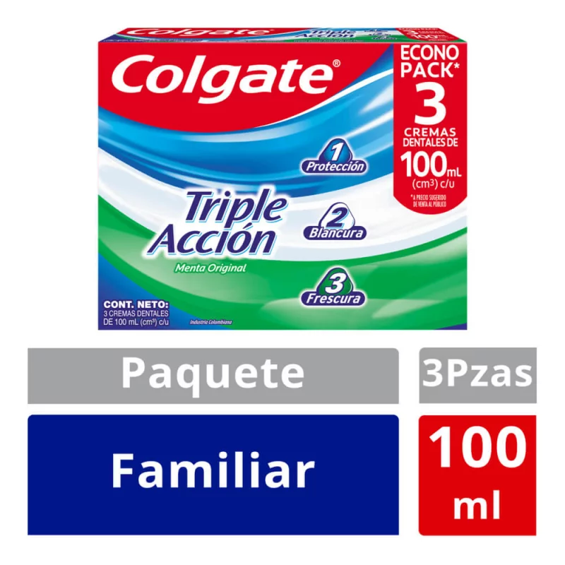 Crema Dental Colgate Triple Accion 3 Und 100 Ml