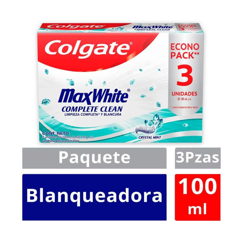 Crema Dental Colgate Max White Complete Clean 3 Und 100 Ml