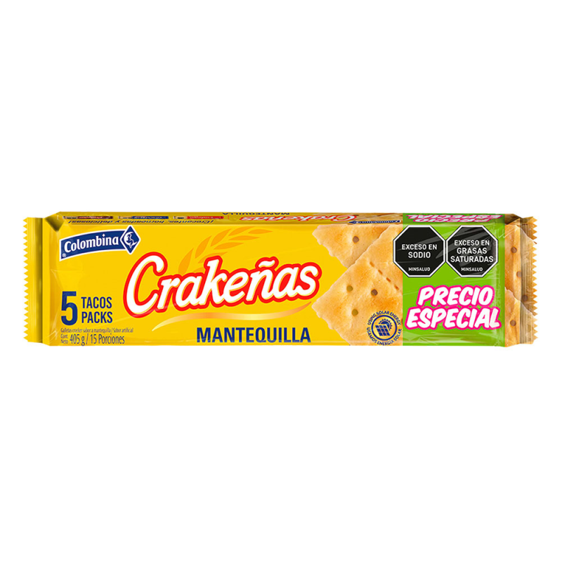 Galletas Colombina Crakenas Mantequilla 5 Tacos 405 Gr