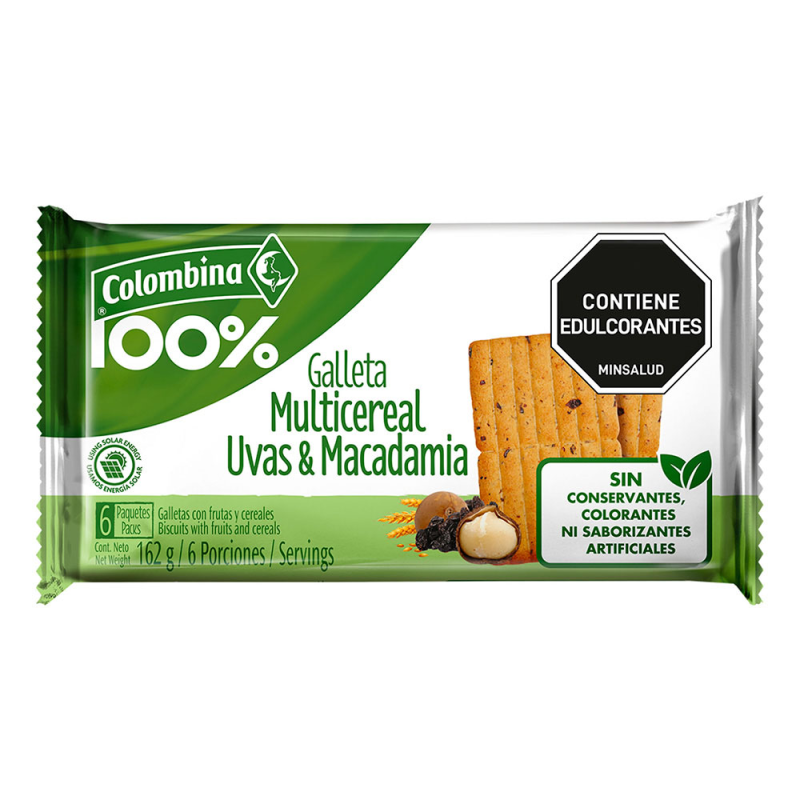 Galletas Colombina Crakenas Uva Macadamia 6 Und 162 Gr