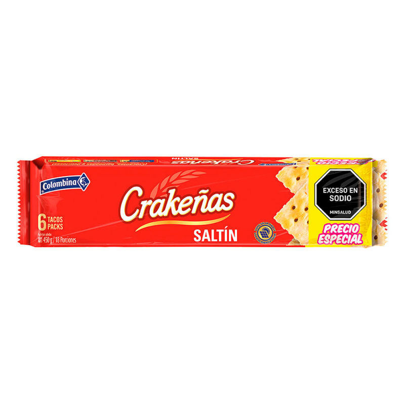 Galletas Colombina Crakenas Saltin 6 Taco 450 Gr