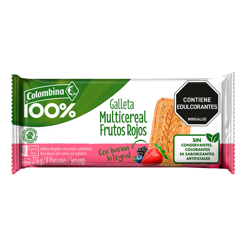Galletas Colombina Crakenas Frutos Rojos 8 Und 27 Gr