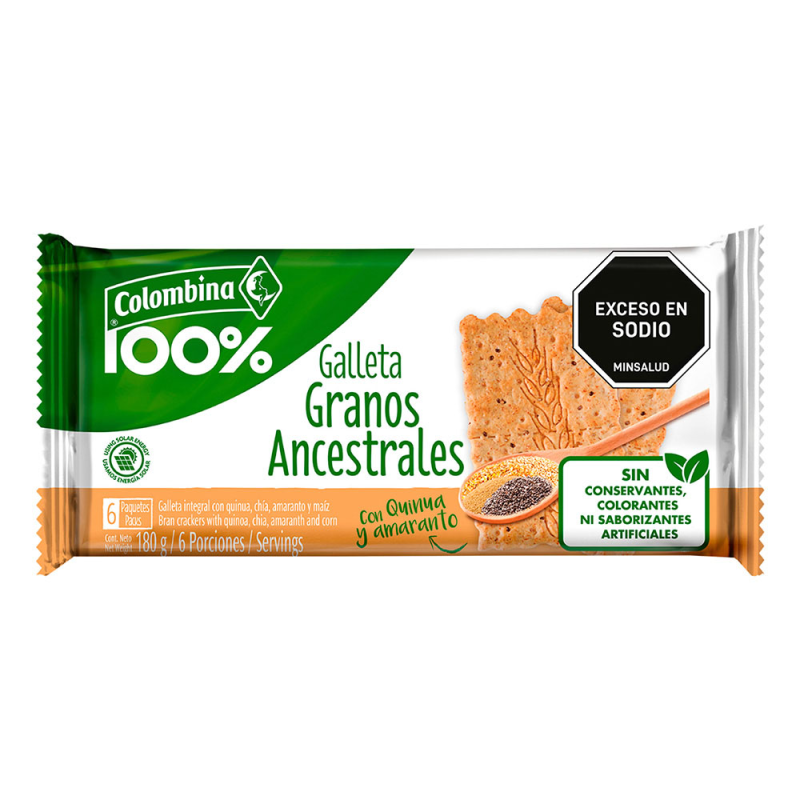 Galletas Colombina Crakinua Granos Ancentrales 6 Und 30 Gr