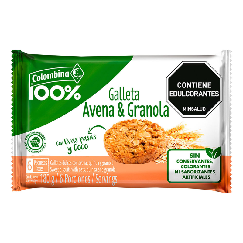 Galletas Colombina Crakenas Avena Granola 6 Und 30 Gr