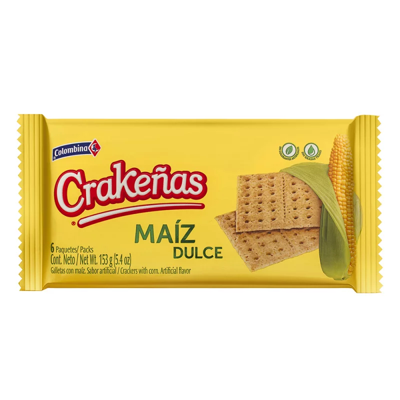 Galletas Colombina Crakenas Maiz Dulce 6 Und 153 Gr