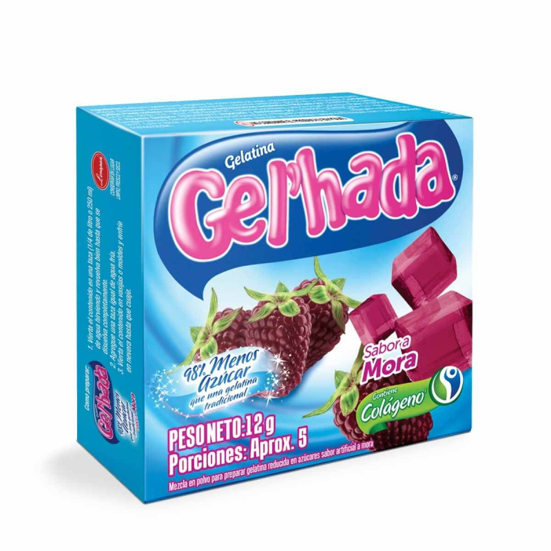 Gelatina Gelhada Menos Azucar Mora 12