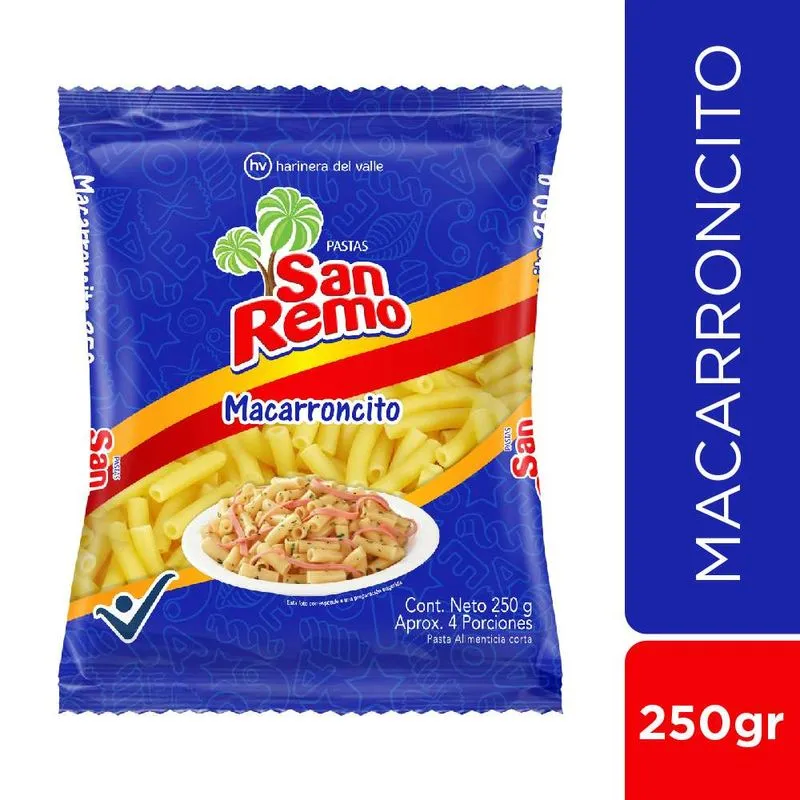 Pasta San Remo Macarroncito 250 Gr
