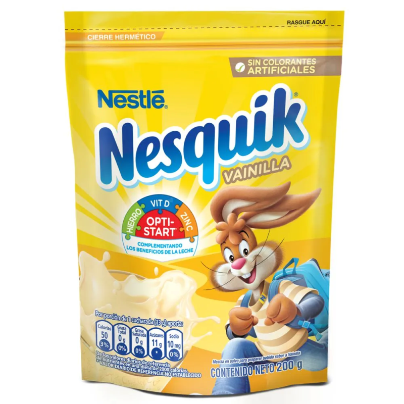 Bebida Instantanea Nesquik Vainilla Bolsa Con Cierre 200 Gr