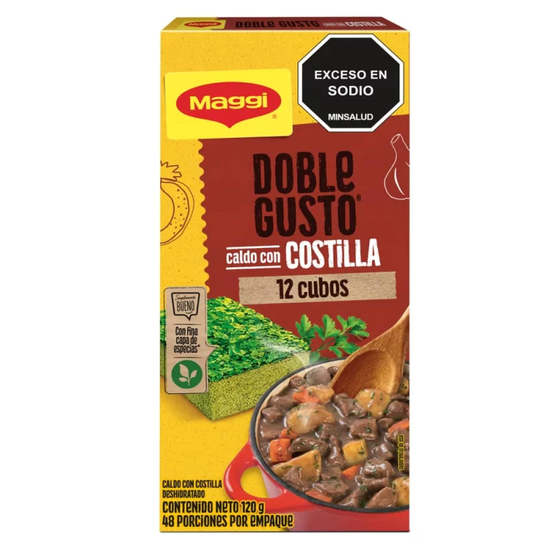 Caldo Costilla+cilantro Maggi X 10g X 12 Unidades Cubo