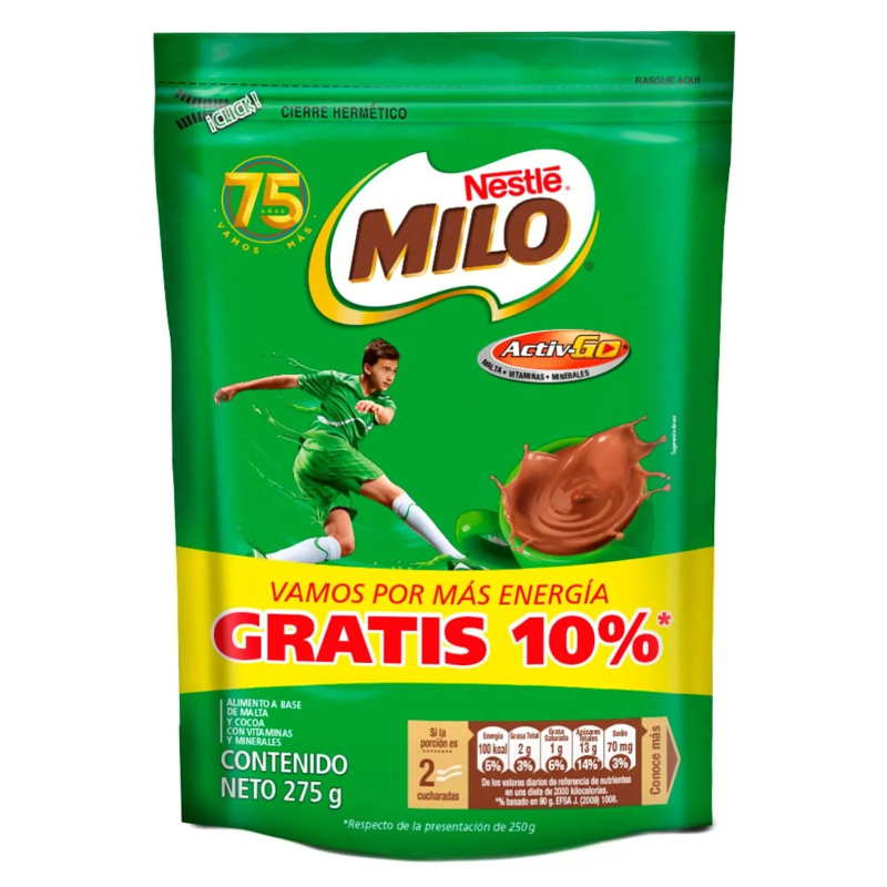 Bebida Instantanea Milo Activ Go Doypack 275 Gr