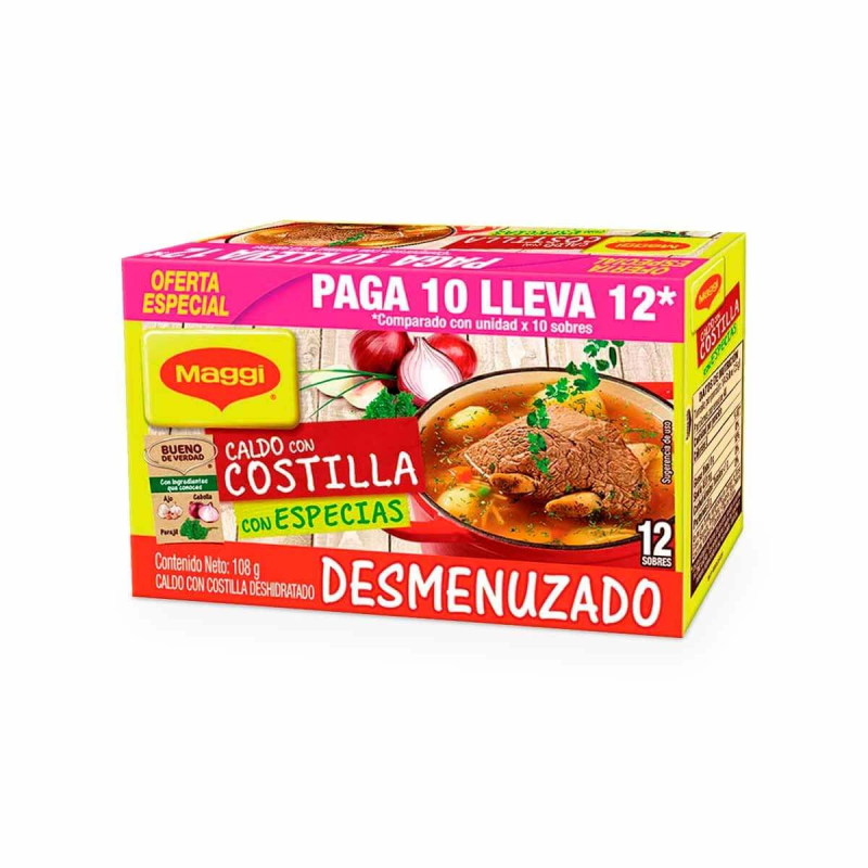 Caldo De Costilla Maggi Especies Desmenuzado 12 Und 9 Gr