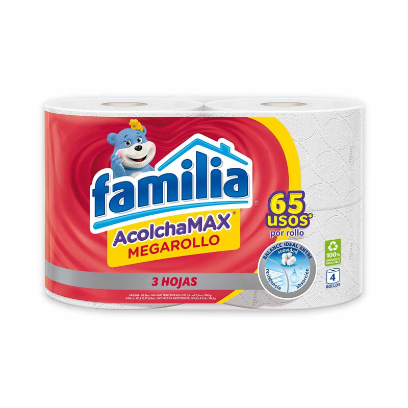 Papel Higienico Familia Acolchamax Mega 4 Rollos 29,6 Mt
