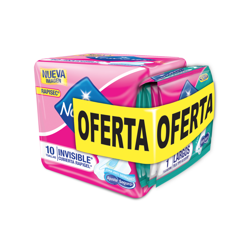 Toalla Higienica Nosotras Invisible Rapigel 10 Und + 5 Protectores