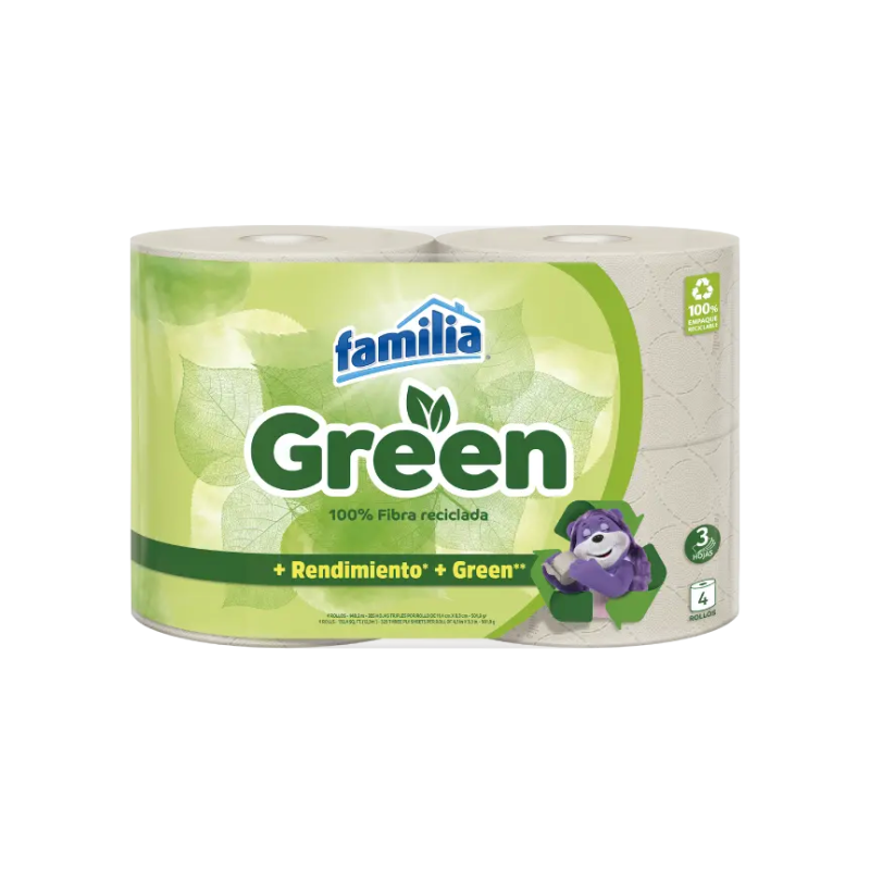 Papel Higienico Familia Green Fibra Reciclada 4 Rollos
