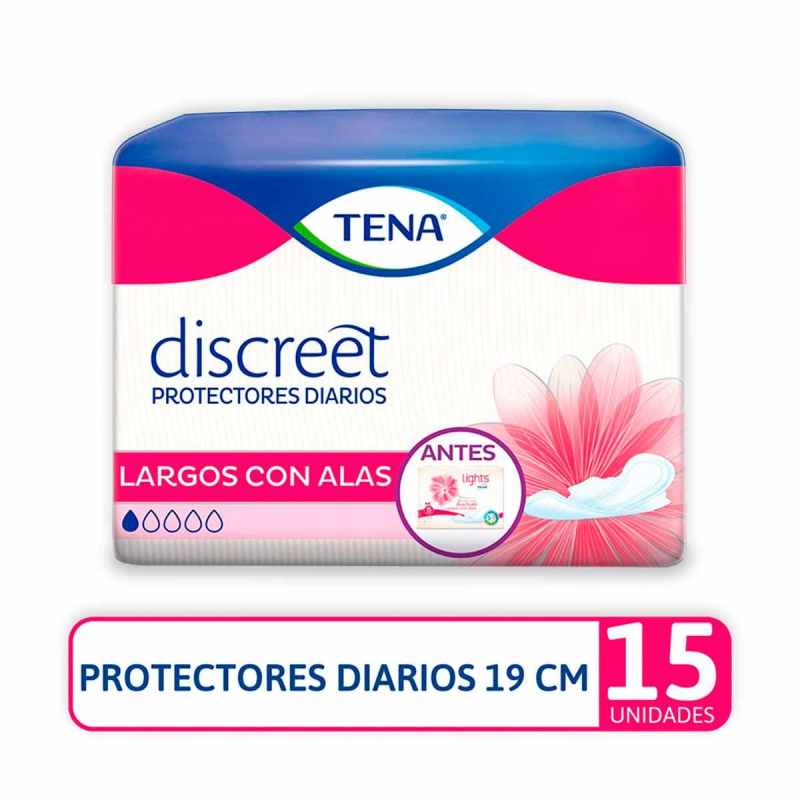 Protector Tena Largos Con Alas 15 Und