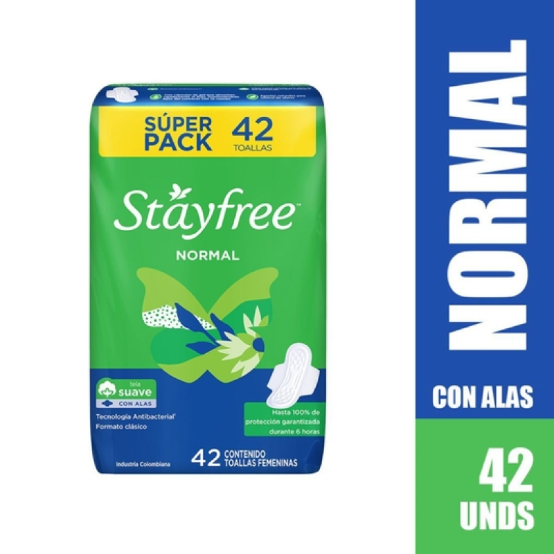 Toalla Higienica Stayfree Con Alas Jumbo Pack 42 Und