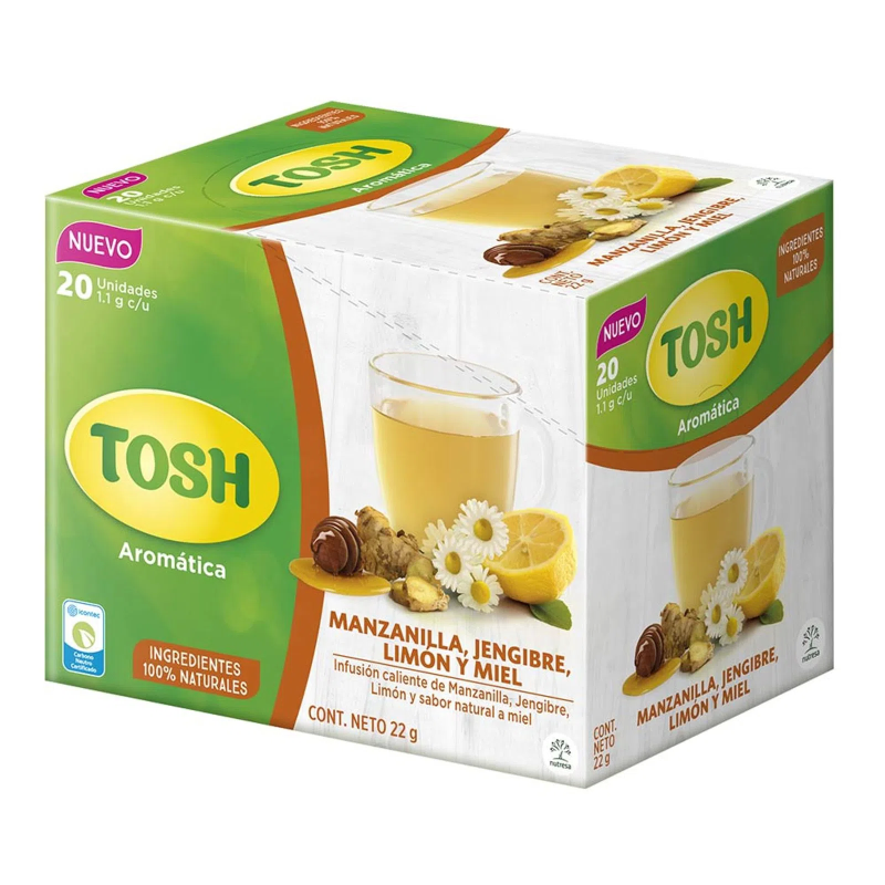 Aromatica Tosh Manzanilla Jengibre Limon Miel 20 Sobres 18 Gr