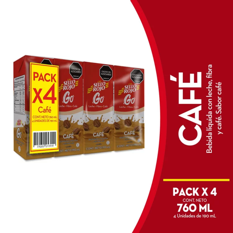 Bebida Cafe Go Sello Rojo X4x190ml