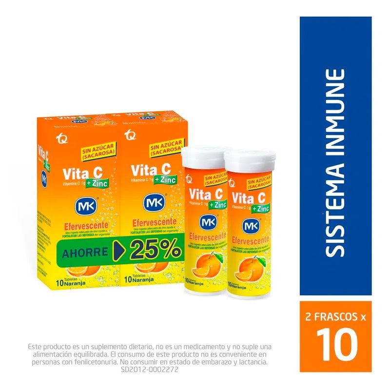 Vitamina C Eferv Naranja Ah 25% 10tabx2und