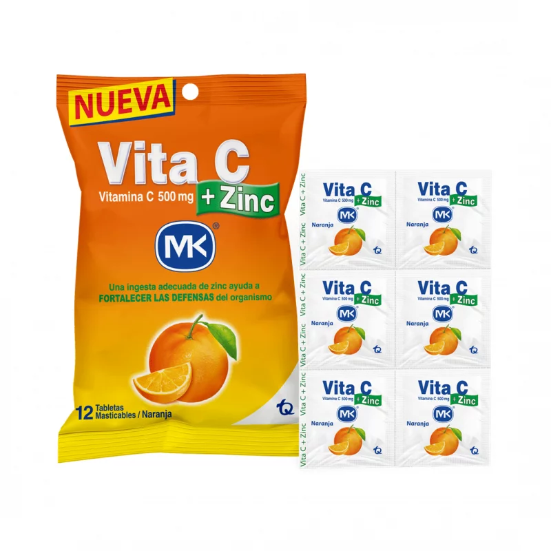 Vitamina C C Zinc Masticable Naranja 12 Tabletas