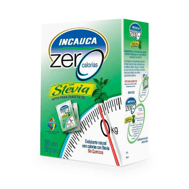 Endulzante Incauca Con Stevia Zero Calorias 80 Sobres 150 Gr