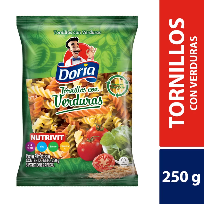 Pasta Tornillo Verdura Doria X 250g