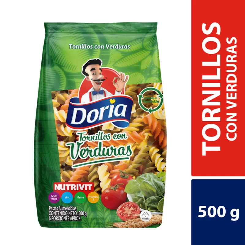 Pasta Tornillo Verduras Doria X 500g