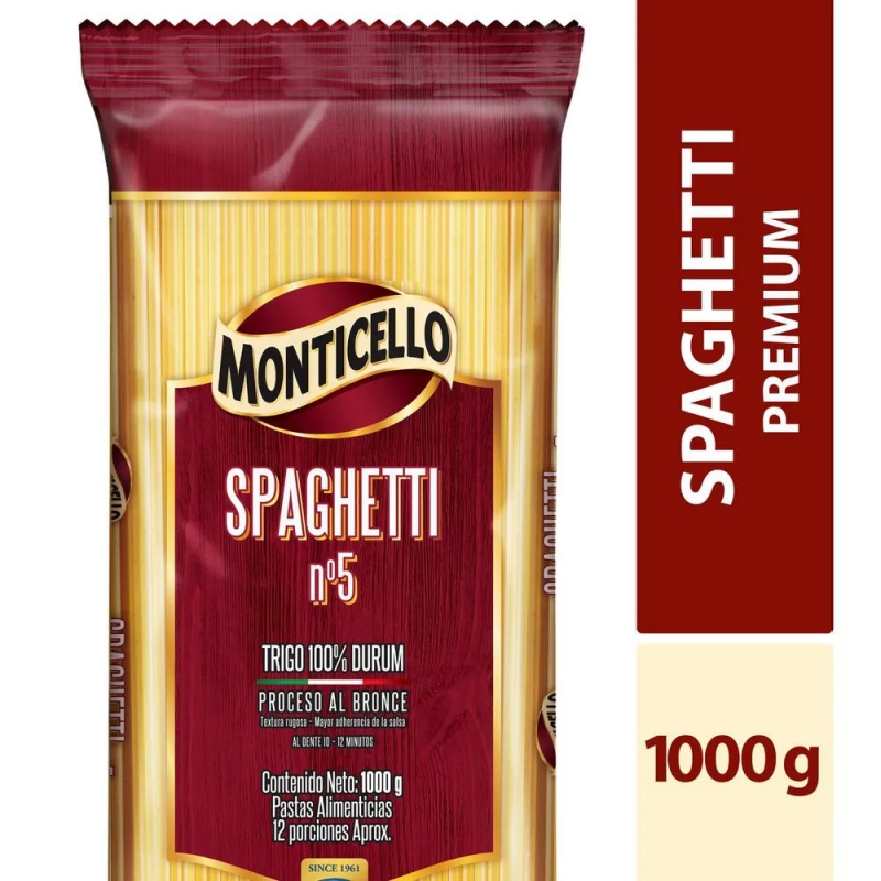 Pasta Spaguetti No 5 Monticello X1000g