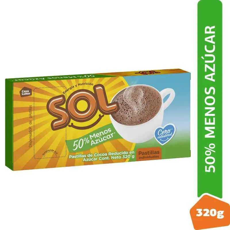 Chocolate Sol Menos Azucar 320 Gr