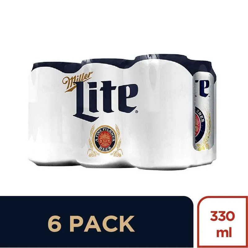 Cerveza Miller Lite Sixpack Lata 330 Ml