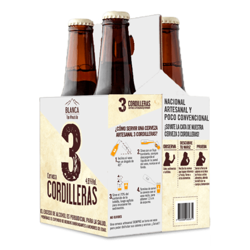 Cerveza 3 Cordilleras Blanca 4und X330ml