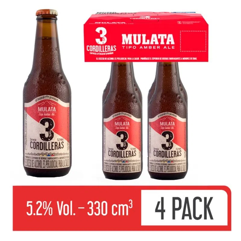 Cerveza 3 Cordilleras Mulata 4und X330ml