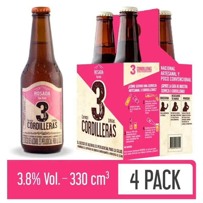Cerveza 3 Cordilleras Rosada 4undx330ml
