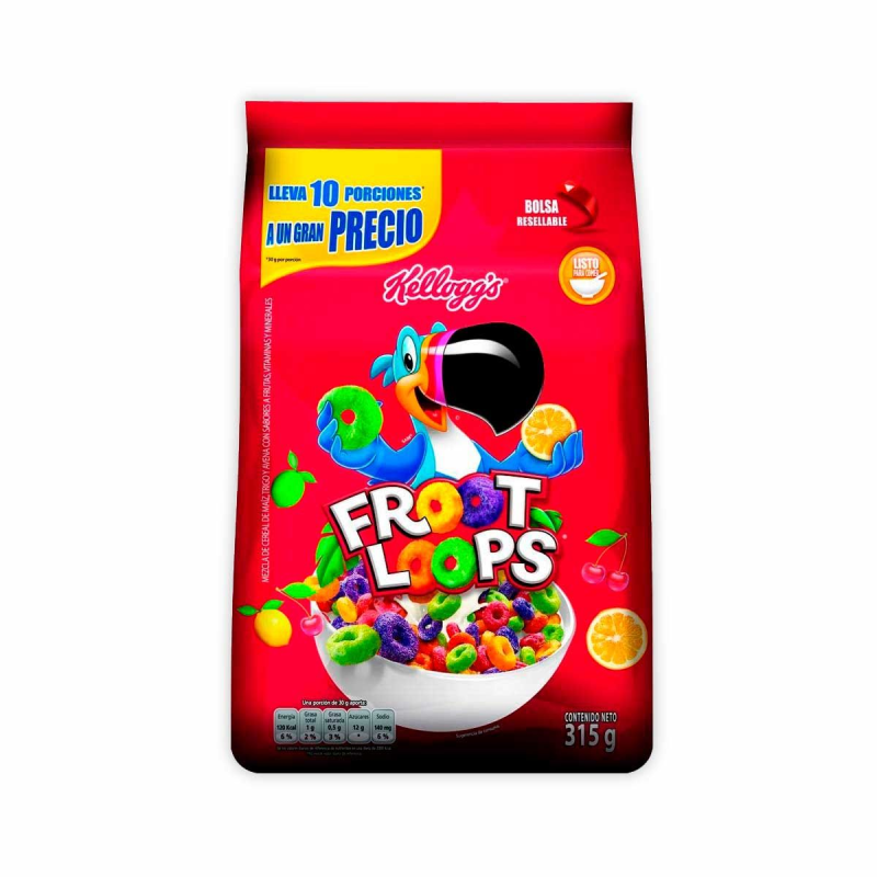 Cereal Kelloggs Froot Loops Bolsa 315 Gr
