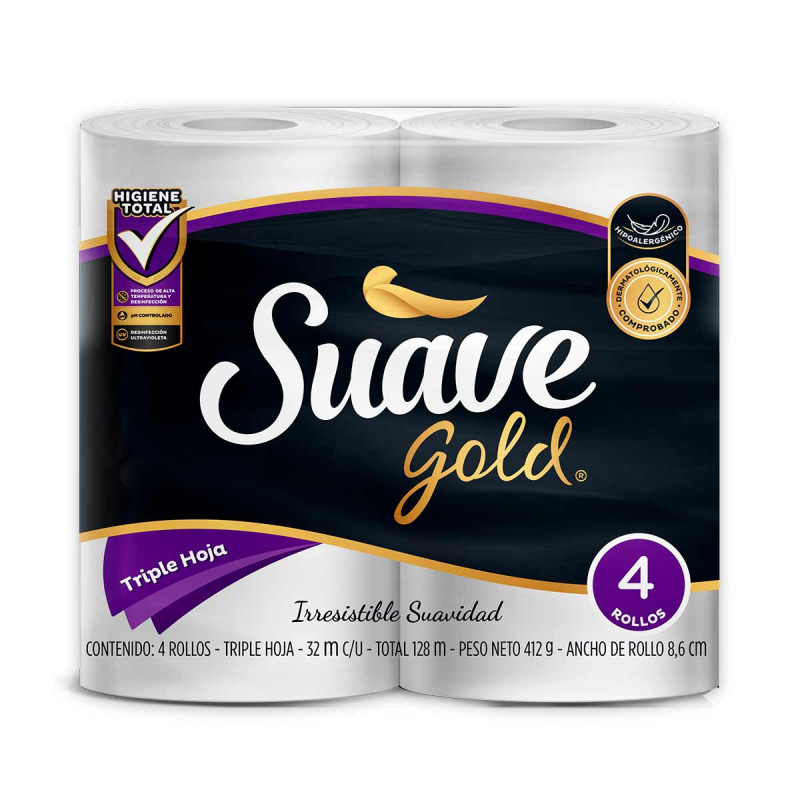 Papel Higienico Suave Gold Gold Triple Hoja 4 Rollos