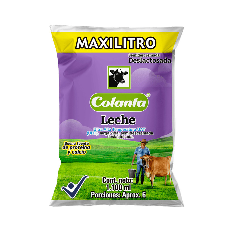 Leche Colanta Deslactosada Bolsa 1100 Ml X 6 Und