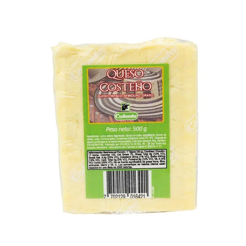 Queso Colanta Costeno Bloque 500 Gr