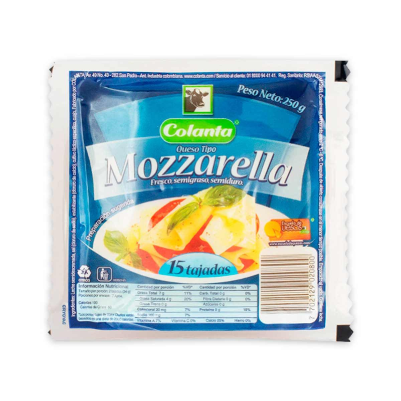 Queso Colanta Mozzarella Bloque 250 Gr