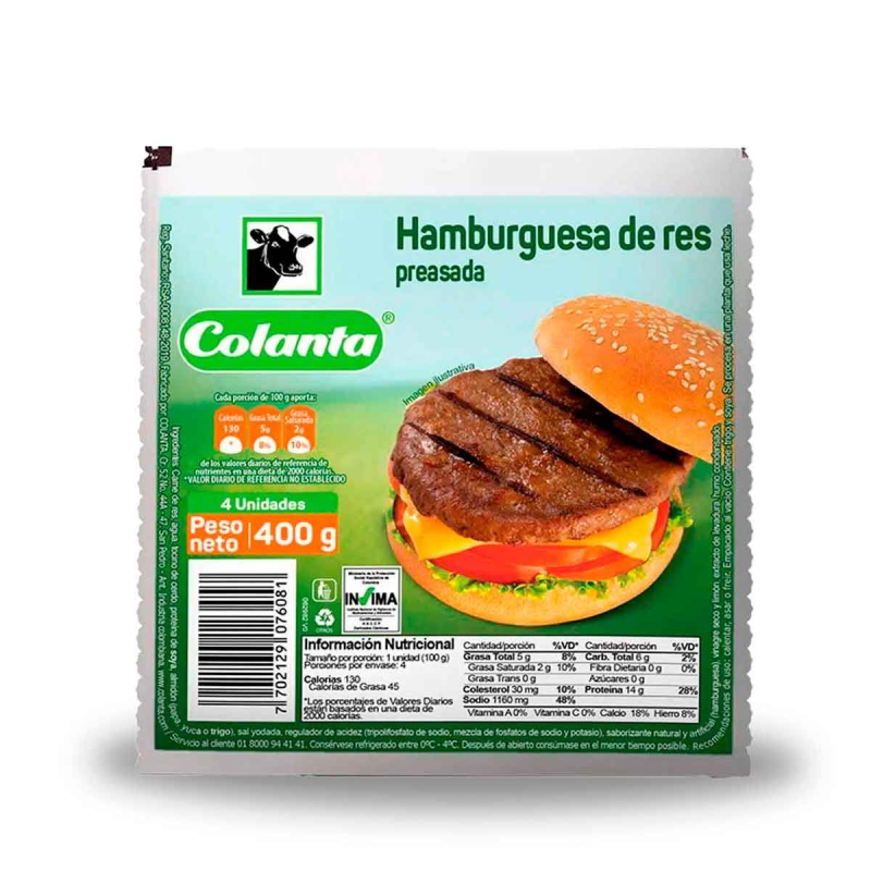 Hamburguesa Colanta Preasada 400