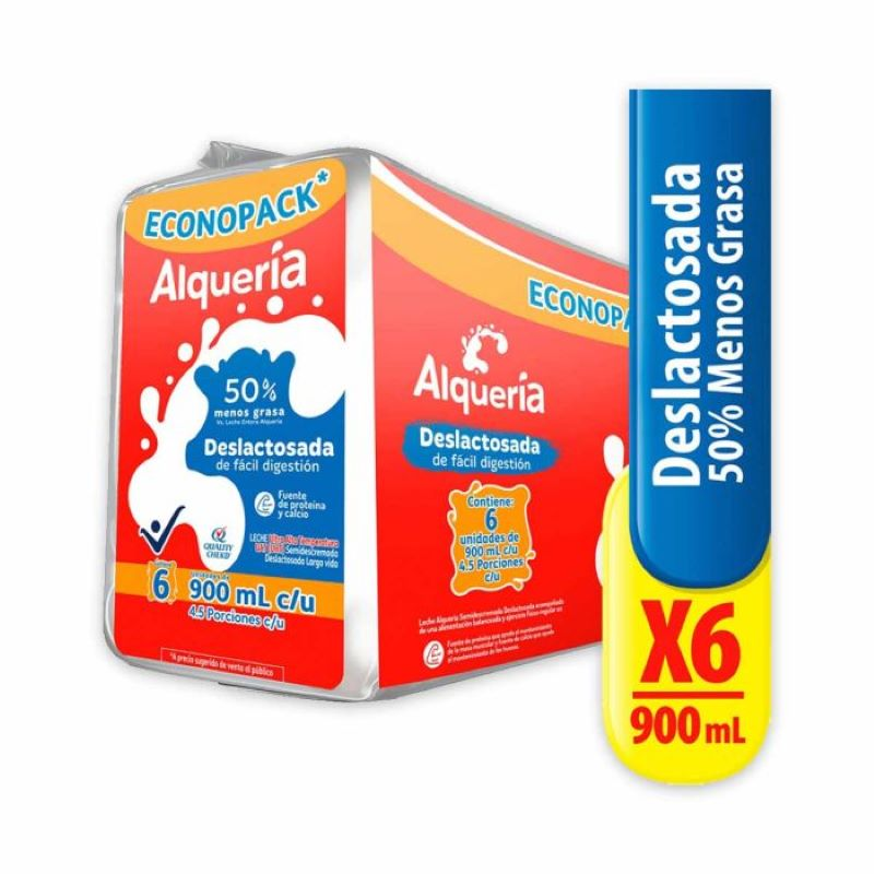 Leche Alqueria Deslactosada 900 Ml X 6 Und