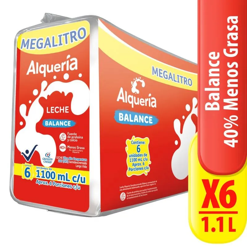 Leche Alqueria Semidescremada Sixpack 1000 Ml