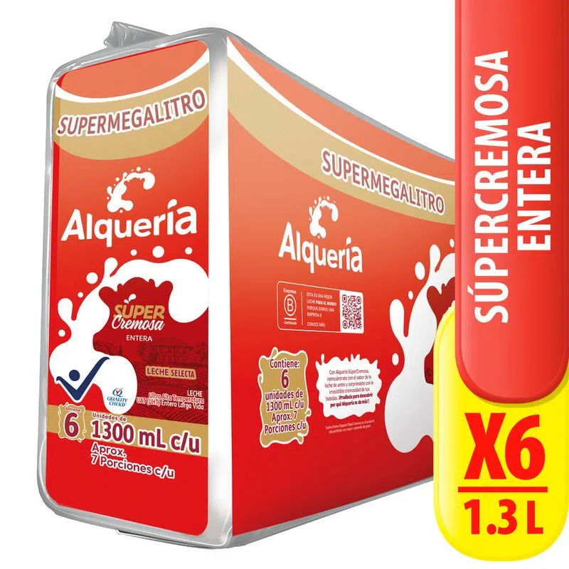 Leche Alqueria Super Cremosa 1300 Ml X 6 Und