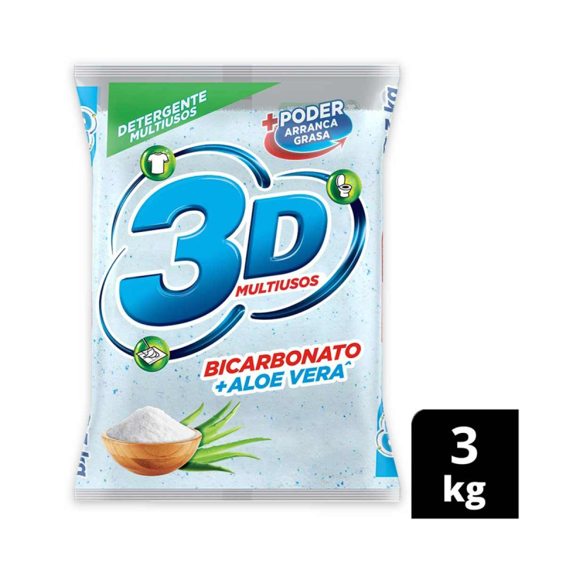 Detergente En Polvo 3d Multiusos 300 Gr