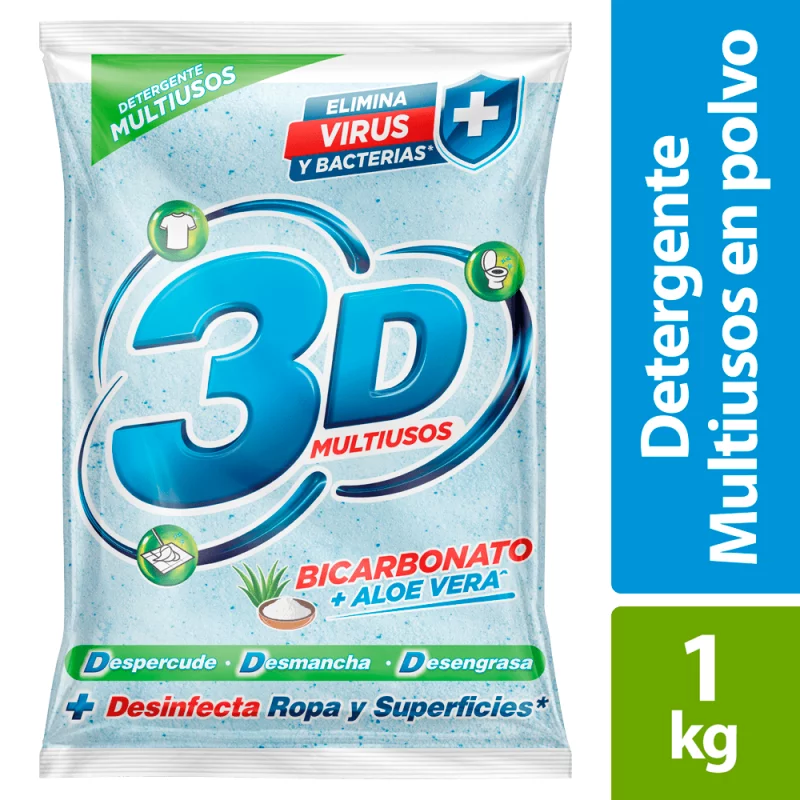 Detergente En Polvo 3d Multiusos 1000 Gr