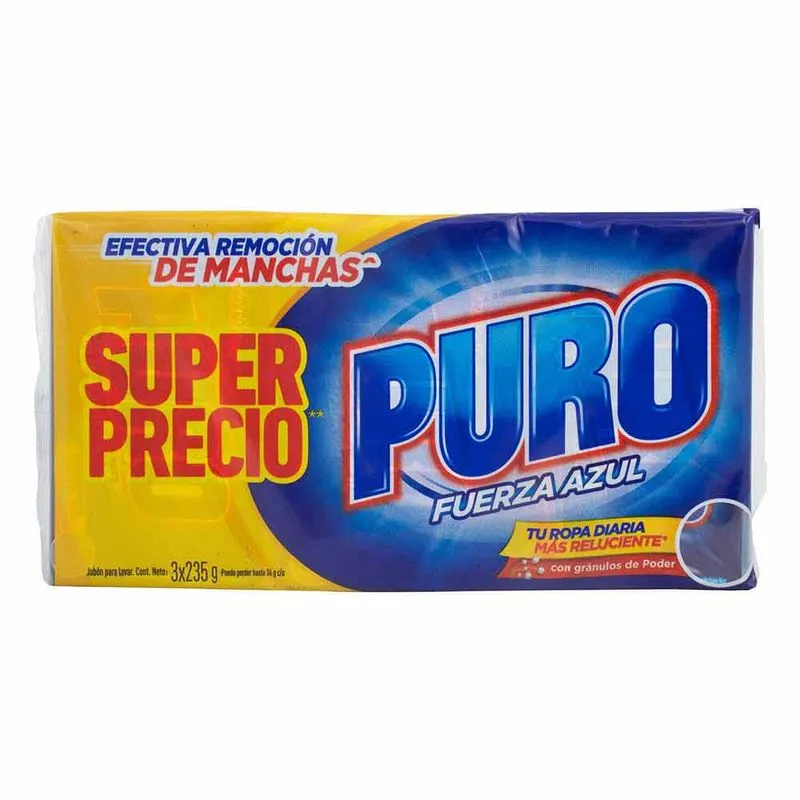 Jabon Puro Fuerza Azul 235gx3und
