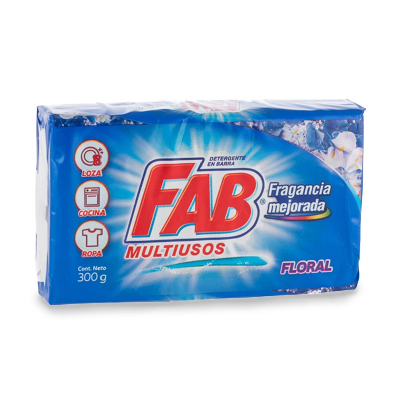 Jabon Fab Barra Multiusos Floral 300 Gr