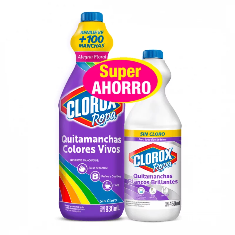 Blanqueador Clorox Ropa Color 930 Ml+blancox 450 Ml
