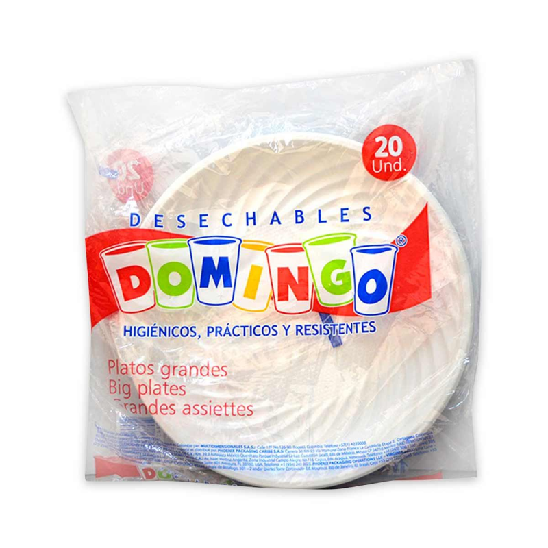 Plato Desechable Domingo Pequeno 20 Und