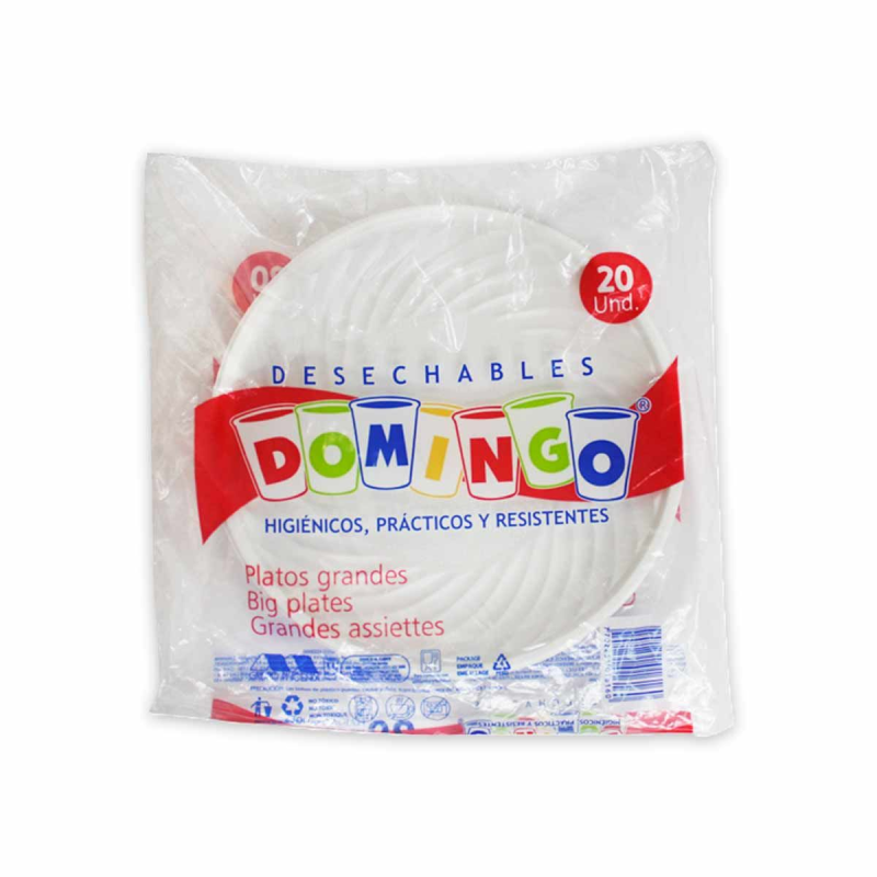 Plato Desechable Domingo Grande 20 Und
