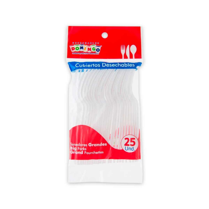 Tenedor Domingo Desechable Grande 25 Und
